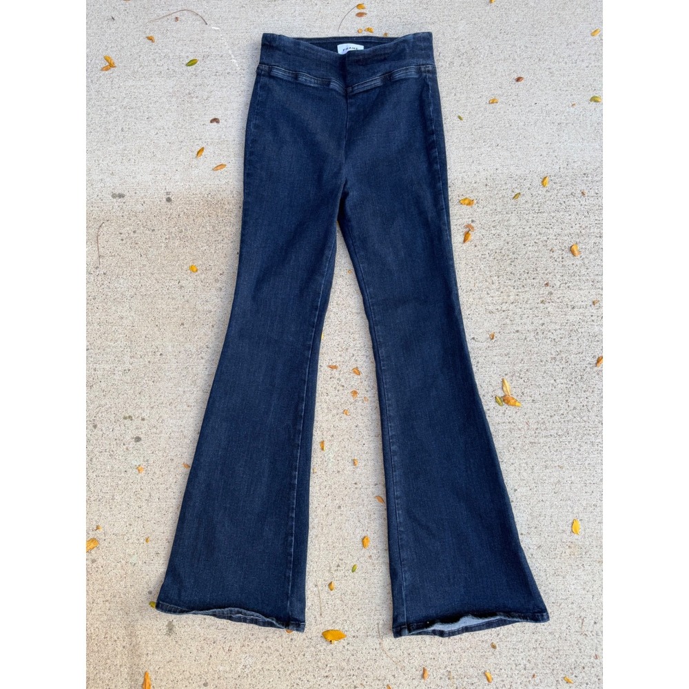 FRAME The Jet Set Flare Jeans High Rise Pull On Indigo Keller Size 1